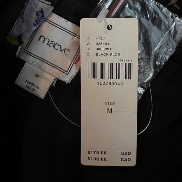 🟠NWT MAEVE by ANTHROPOLOGIE Square-Neck Sheer Floral Midi Dress Black Floral MED - Picture 7 of 9